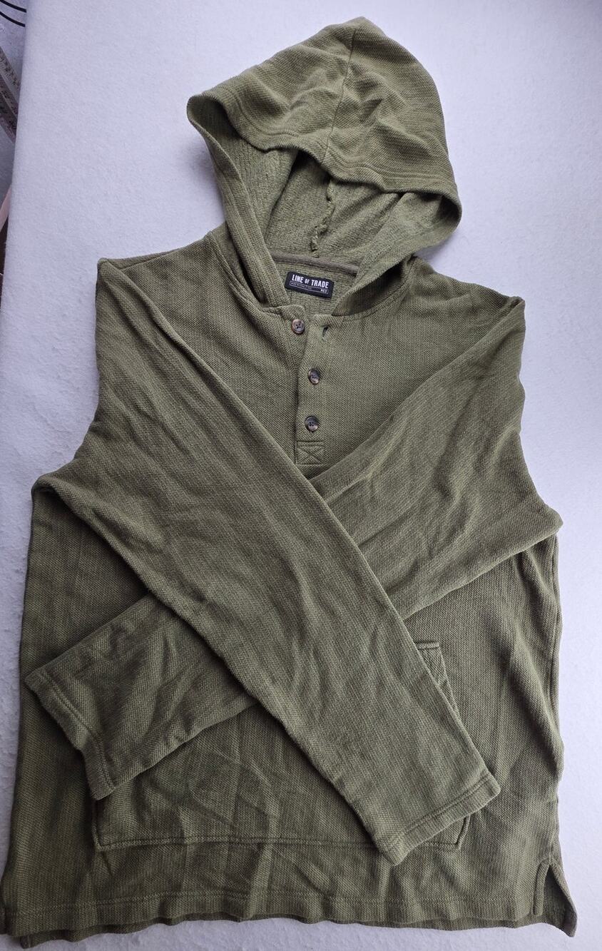 Line Of Trade Olive Pullover Hooded Sweater Size Medium